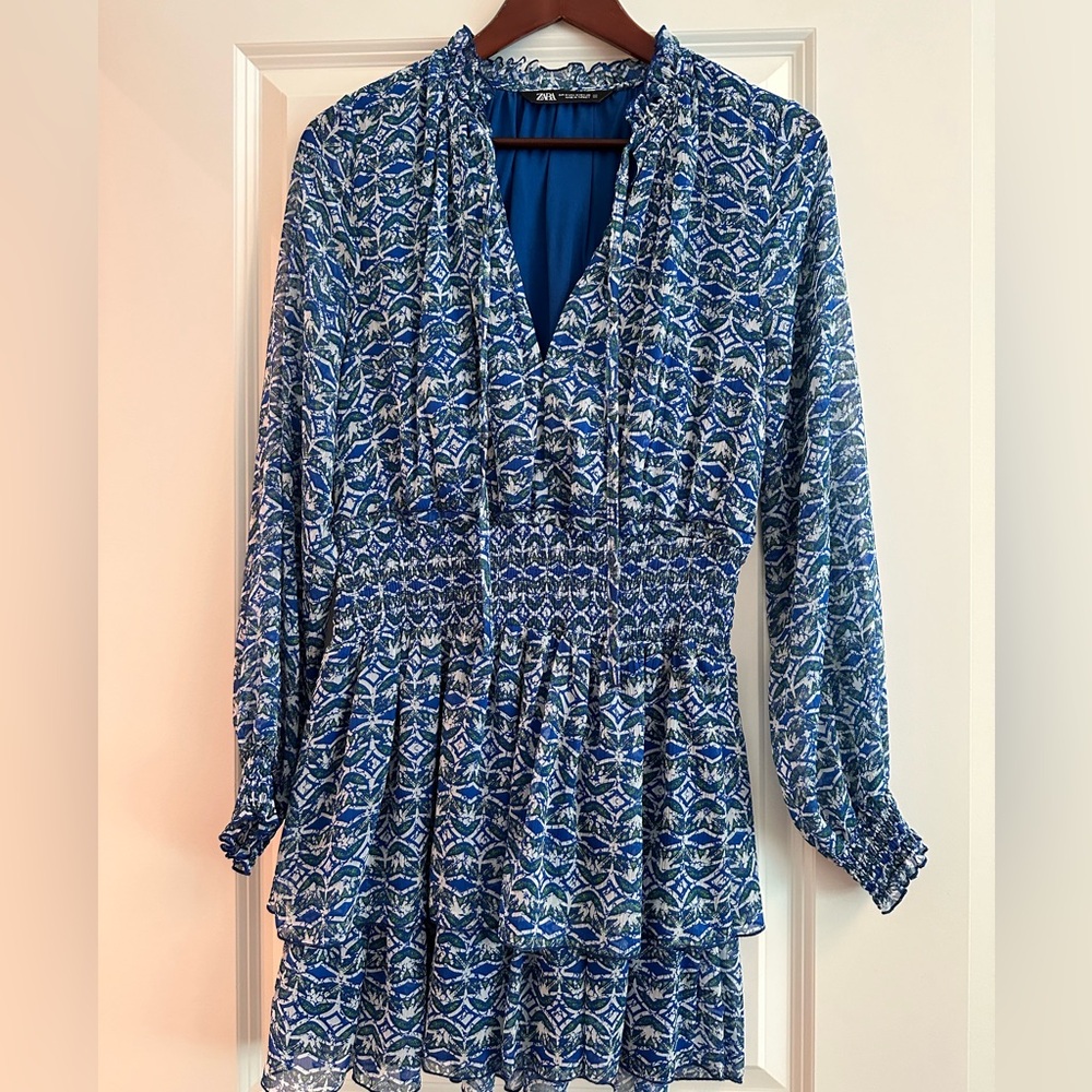 Zara blue & green mini dress - size M